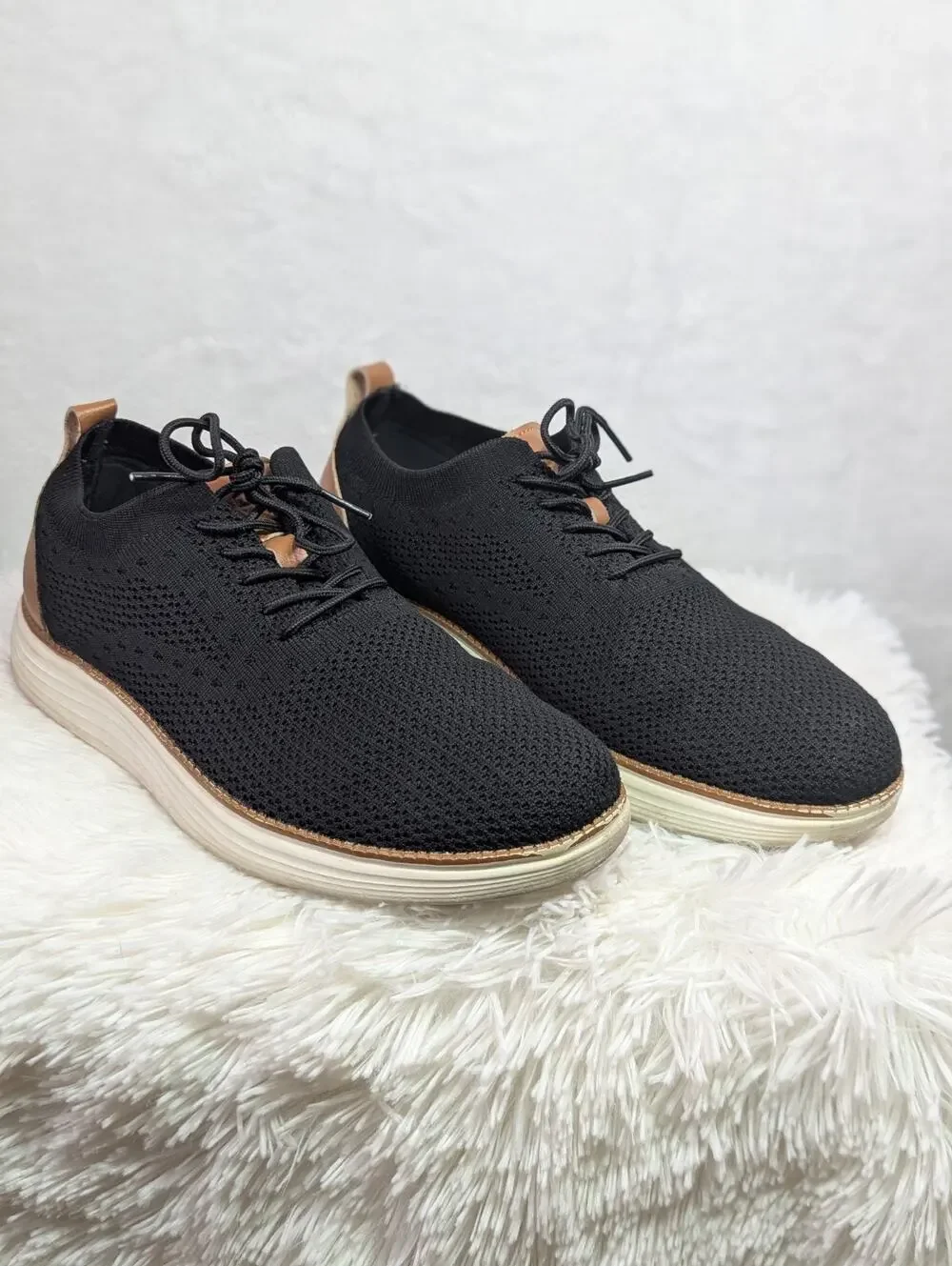 VILOCY Mens Mesh Dress Sneakers Oxford Business Casual Shoes Black Size 8.5 US
